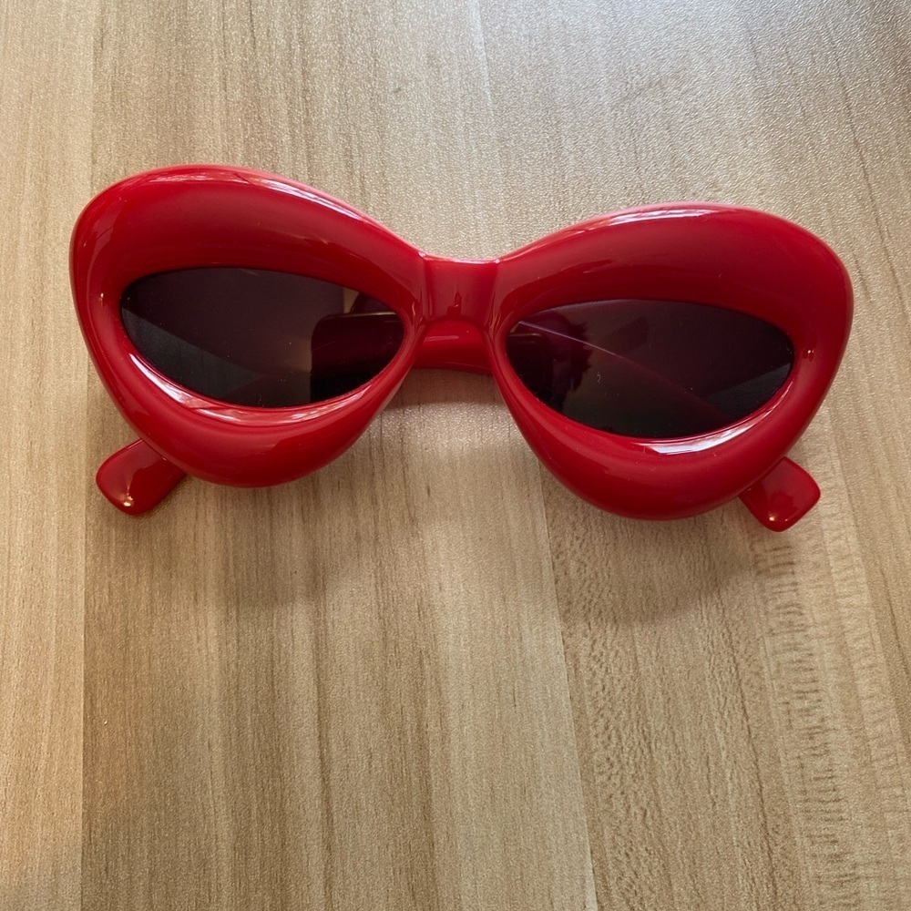 Retro Inflated Cat Eye Sunglasses for Women Men Sexy Lip Chunky Glasses Red